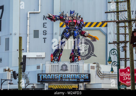 Universal Studios. Entrance of Transformers 3D ride Stock Photo