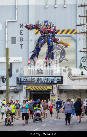 Universal Studios. Entrance of Transformers 3D ride Stock Photo