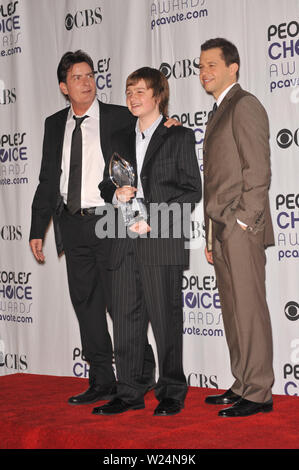 LOS ANGELES, CA. January 07, 2009: Charlie Sheen & Jon Cryer & Angus T. Jones at the 2009 People's Choice Awards at the Shrine Auditorium, Los Angeles. © 2009 Paul Smith / Featureflash Stock Photo