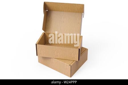 3D rendering of cardboard boxes. Other dimensions, angles or constructions available on request Stock Photo