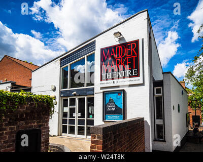 MadderMarket Theatre in St John's Alley in Central Norwich. Founded in 1921 as an Elizabethan style theatre by theatre director Nugent Monck Stock Photo