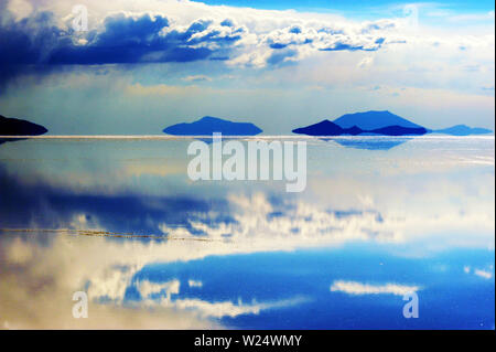 Uyuni Salt Flats rain season Stock Photo