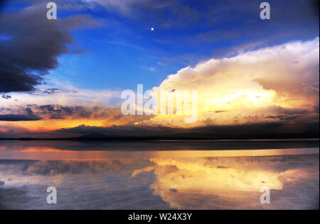 Uyuni Salt Flats rain season Stock Photo