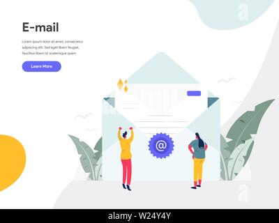 Email Illustration Concept. Modern flat design concept of web page design for website and mobile website.Vector illustration EPS 10 Stock Vector
