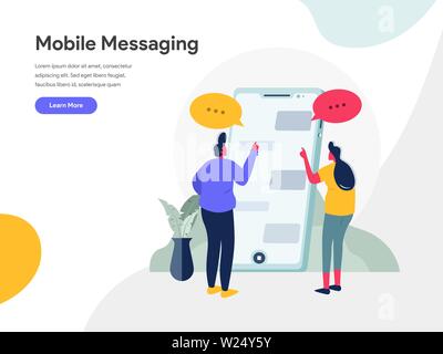 Mobile Messaging Illustration Concept. Modern flat design concept of web page design for website and mobile website.Vector illustration EPS 10 Stock Vector