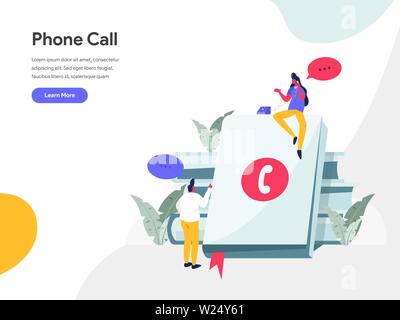 Phone Call Illustration Concept. Modern flat design concept of web page design for website and mobile website.Vector illustration EPS 10 Stock Vector