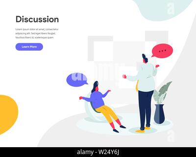 Discussion Illustration Concept. Modern flat design concept of web page design for website and mobile website.Vector illustration EPS 10 Stock Vector