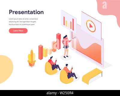 Presentation Technology Illustration Concept. Isometric design concept of web page design for website and mobile website.Vector illustration Stock Vector