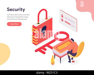 Access and Security Illustration Concept. Isometric design concept of web page design for website and mobile website.Vector illustration Stock Vector
