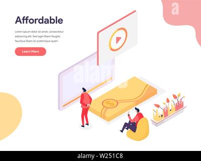 Cheap and Affordable Illustration Concept. Isometric design concept of web page design for website and mobile website.Vector illustration Stock Vector