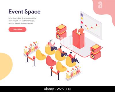 Event Space Illustration Concept. Isometric design concept of web page design for website and mobile website.Vector illustration Stock Vector