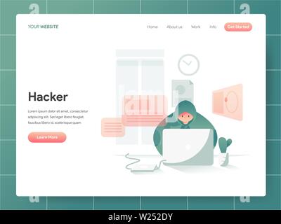 Hacker Illustration Concept. Modern design concept of web page design for website and mobile website.Vector illustration EPS 10 Stock Vector