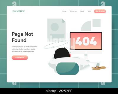 404 Error Page Not Found Illustration. Modern flat design concept of web page design for website and mobile website.Vector illustration EPS 10 Stock Vector