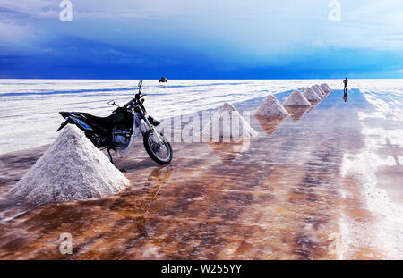 Uyuni Salt Flats rain season Stock Photo