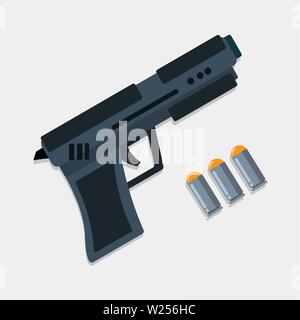 handgun with bullet vector illustration Stock Vector