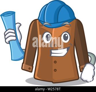 Architect coat isolated with in the mascot Stock Vector