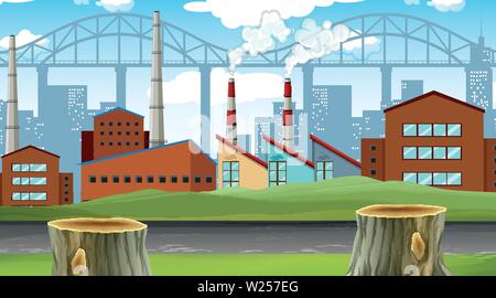 Factory city background scene illustration Stock Vector