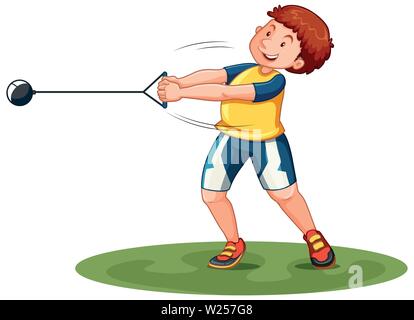 Man doing hammer throw illustration Stock Vector