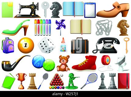 Set of random objects illustration Stock Vector