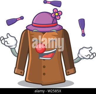 Juggling coat hung behind the cartoon door Stock Vector