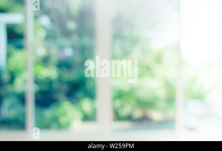 Blur of abstract green garden background in morning Stock Photo
