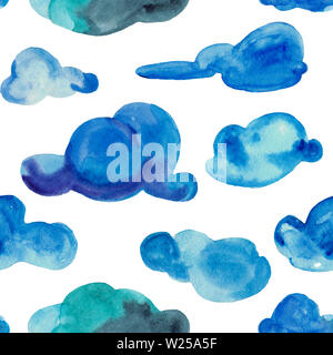 Rainbow seamless pattern with clouds, gentle background for girls