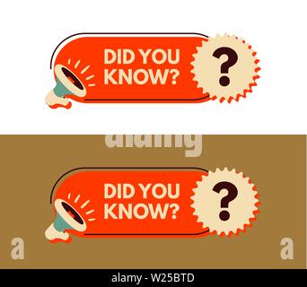 Did you know? Megaphone with bubble speech. Sticker for promotion and advertising. Vector illustration for design or print. Stock Vector