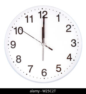 Blank clock face with hour, minute and second hands isolated on white background Stock Photo
