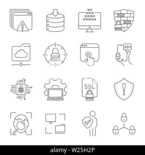 Linear internet icons set. Universal internet icon to use in web and mobile UI. Internet icons sign. Editable Stroke. EPS 10. Stock Vector