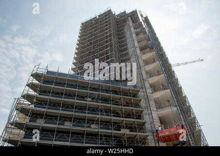 protective scaffolding for construction work Stock Photo