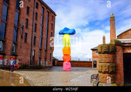 Liverpool Merseyside UK - The Liverpool mountain by Ugo Rondinone by the Tate Gallery in Albert Docks