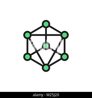 Blockchain technology, block chain, cryptocurrency, bitcoin flat color icon. Stock Vector