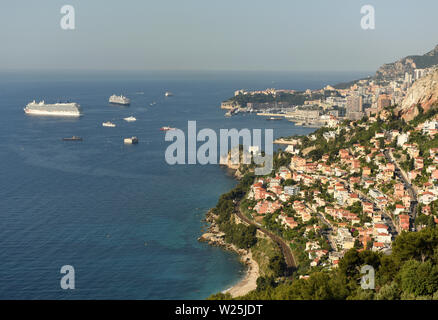 Monaco and Roquebrune-Cap-Martin, Cote d'Azur of French Riviera. Stock Photo