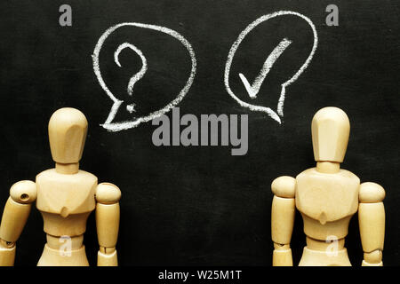 Ask help concept. Conversation from question mark and answer. Stock Photo