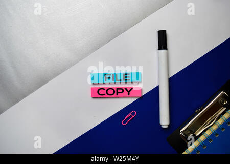 File Copy text on sticky notes with color office desk concept Stock Photo