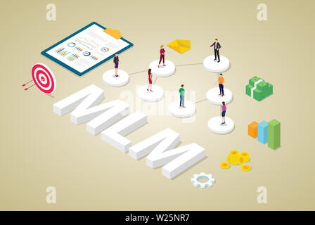 multi-level marketing business concept with team people scheme binary tree concept with money and isometric modern flat style - vector illustration Stock Photo