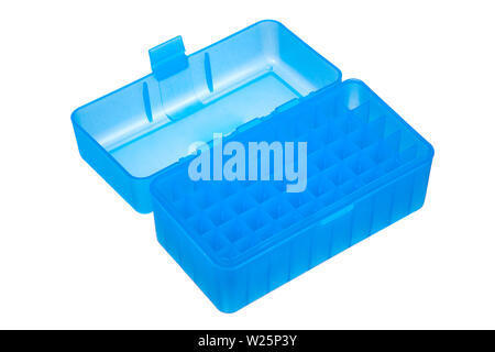 Plastic box for cartridges isolate on white background Stock Photo