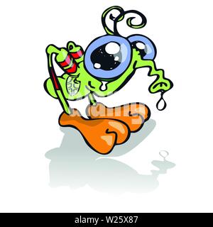 Small colored grasshopper with rhinitis Stock Vector