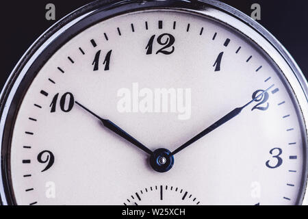 Old Vintage Pocket Watch on Dark Background. Business Deadline. Time Management Concept. Stock Photo