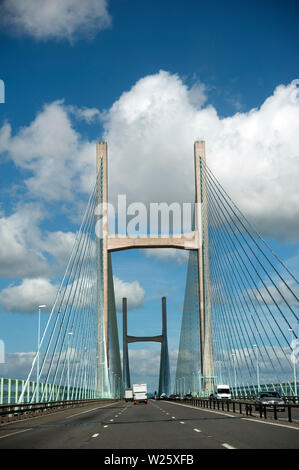 M4 motorway, Severn Bridge, Wales, United Kingdom Stock Photo