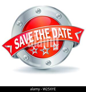 Button with save the date for the business Stock Vector