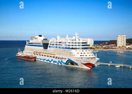 OCHO RIOS - February 15: AIDA Luna visiting Jamaica on the cruise in Caribbean sea on February 15, 2019 in Ocho Rios, Jamaica. Jamaica is popular crui Stock Photo