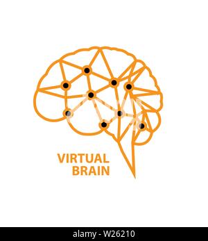 Virtual brain logos for companies or communities in the form of lines and dots suitable for the website or app Stock Photo