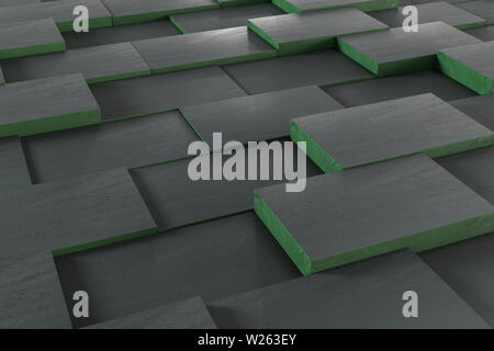 Dark undulating cubes, technological graphic background, 3d rendering ...