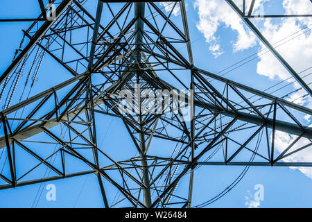 Electricity pylon carrying power across Wales Stock Photo
