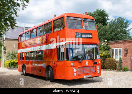 Bristol Double Decker Bus at Hardingham Railway Station Stock Photo