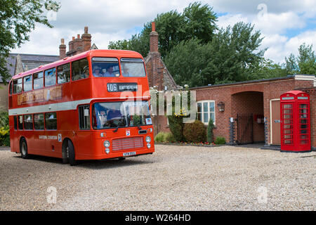 Bristol Double Decker Bus at Hardingham Railway Station Stock Photo