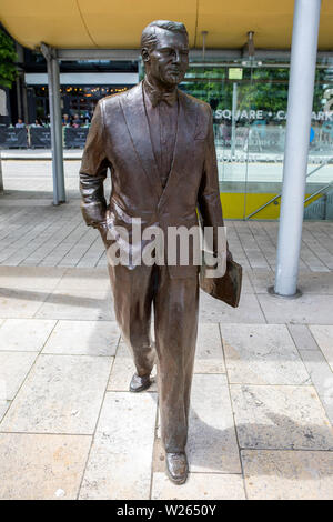 Bristol, UK - June 30th 2019: A statue of Hollywood legend Cary Grant, located on Millennium Square in Bristol, UK.  Cary Grant was born in Bristol in Stock Photo