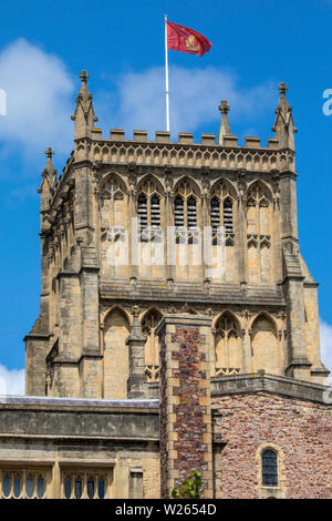 Bristol, UK - June 30th 2019: A view of one of the towers of the historic Bristol Cathedral in the city of Bristol, UK. Stock Photo