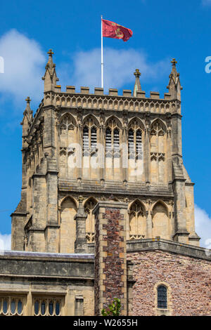 Bristol, UK - June 30th 2019: A view of one of the towers of the historic Bristol Cathedral in the city of Bristol, UK. Stock Photo